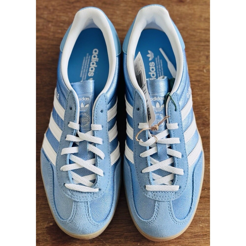Women's Size 6.5 - adidas Gazelle Indoor Blue Metallic Gum W JS1407 NIB - Picture 2 of 9